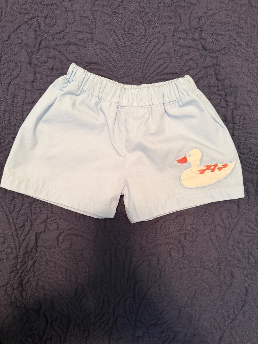 The Beaufort Bonnet Company Light Blue Duck Appliqué High-Waist Shorts
